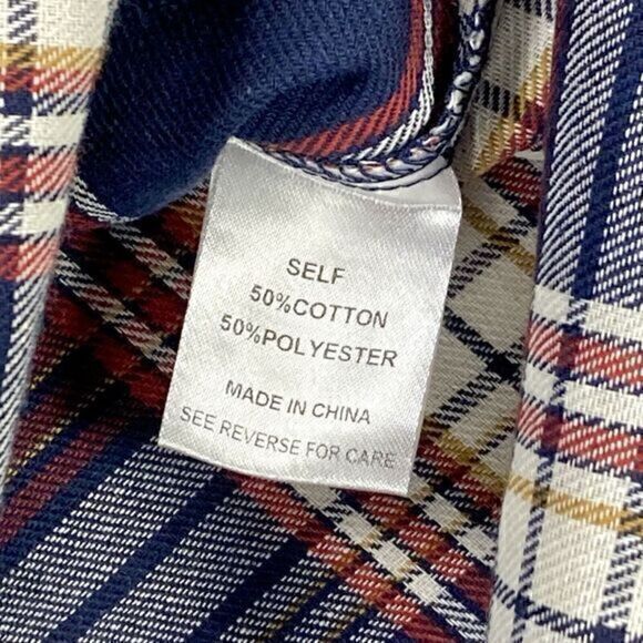 ENVME Long Tunic Flannel Dress Womens Sz Large Red Blue Plaid Lace Up NEW - Picture 14 of 14